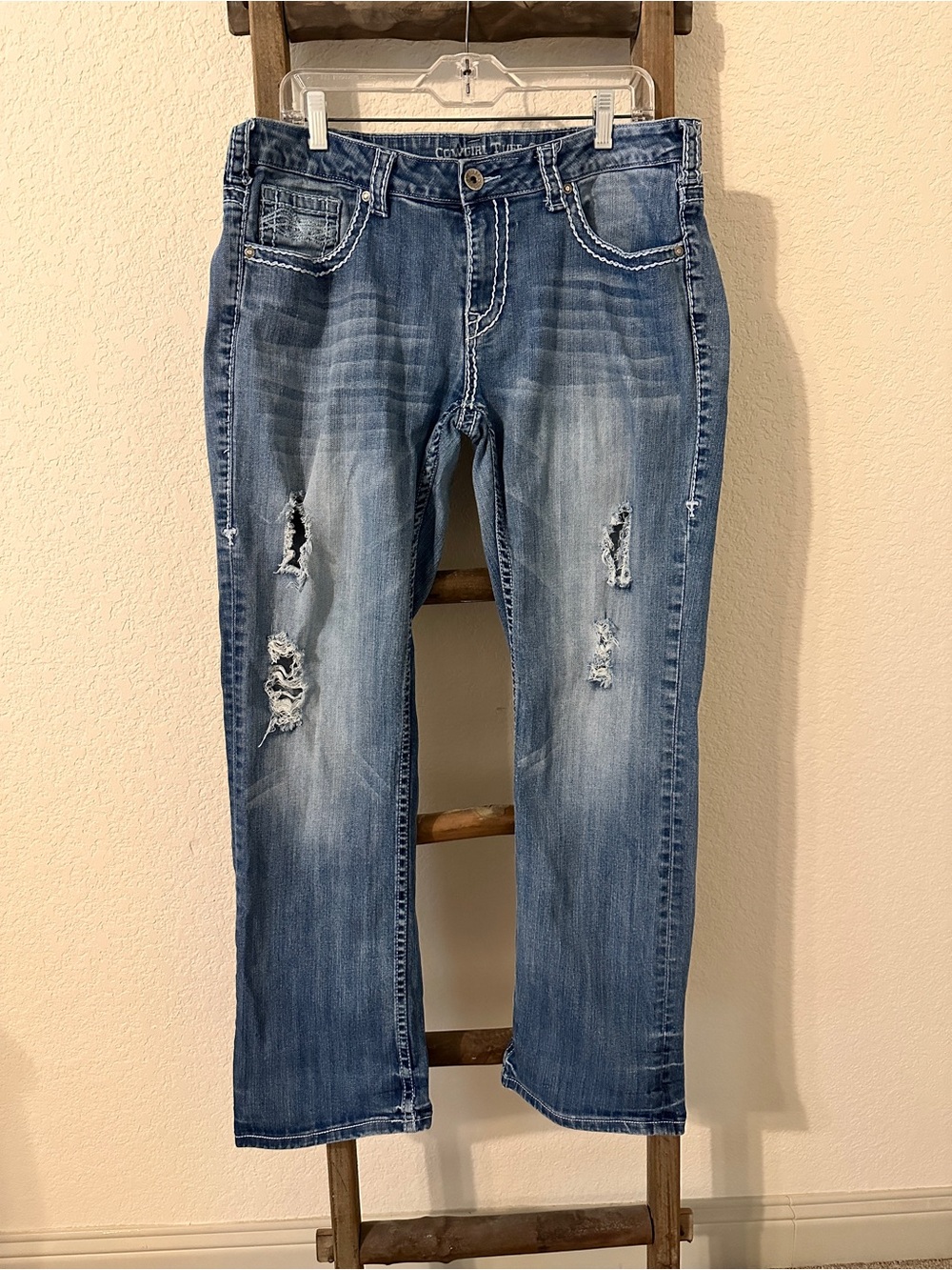 Cowgirl Tuff Co. Distressed Women's Jeans - Blue